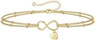 iefshiny gold tiny dainty bracelets for women - infinity initial bracelets - endless love symbol - satellite chain - handmade heart initial charm bracelet - best friend valentine gifts for wife logo