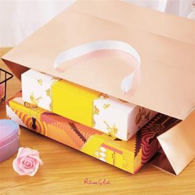 img 2 attached to 🎁 Rose Gold Large Gift Bags with Handles: Perfect for All Occasions - ROSEGLD 12 Pack (13x5x10 Inches)