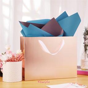 img 3 attached to 🎁 Rose Gold Large Gift Bags with Handles: Perfect for All Occasions - ROSEGLD 12 Pack (13x5x10 Inches)