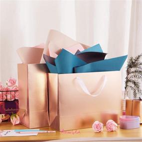 img 1 attached to 🎁 Rose Gold Large Gift Bags with Handles: Perfect for All Occasions - ROSEGLD 12 Pack (13x5x10 Inches)