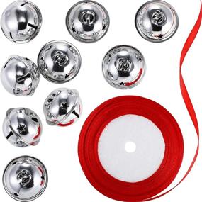 img 4 attached to Gejoy Christmas Craft Bells: 9 Pieces Star Cutouts Jingle Bells with Red Ribbon Roll for Festive Decorations