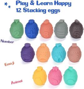 img 2 attached to 🧸 Soft Stacking Blocks Toys: Sensory Teeth Bath Toys for Baby Toddlers 1 2 3 Year Old, 9 12 Month, featuring Numbers, Animals, Shapes, Expressions - Easter Eggs (Set of 12)