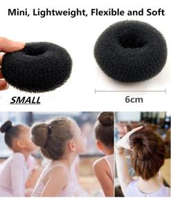 img 3 attached to 🏻 Optimized 4-Pack Mini Chignon Hair Doughnut Shaper for Kids, Girls, Short and Thin Hair - Extra Small Hair Bun Maker (2.4 Inch, Black)