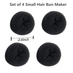 img 1 attached to 🏻 Optimized 4-Pack Mini Chignon Hair Doughnut Shaper for Kids, Girls, Short and Thin Hair - Extra Small Hair Bun Maker (2.4 Inch, Black)