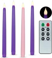 🕯️ flameless advent candles by shymery – set of 4 purple & pink led taper candles with remote timer, real wax battery operated for outdoor centerpieces, wreaths, thanksgiving, christmas and more логотип