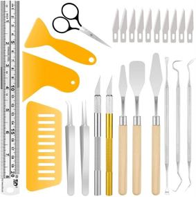 img 4 attached to 🛠️ Optimized 25-Piece Craft Weeding Tools Set for Vinyl, Silhouettes, Cameos, Lettering - Craft Vinyl Tools Kit for Better Results!
