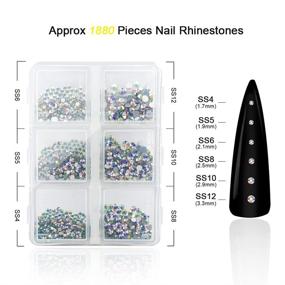 img 3 attached to 💅 1880Pcs AB Nail Rhinestones: Crystals, Gems, and Flatback Rhinestones for Nail Art Decorations. Includes Dotting Pen and Storage Organizer Box. Perfect 3D Nail Jewels for Exquisite Nail Designs.