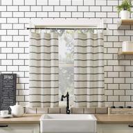 🪞 twill stripe allergy/pet friendly anti-dust sheer café kitchen curtain panels - black/linen, 52" x 36" | clean window logo