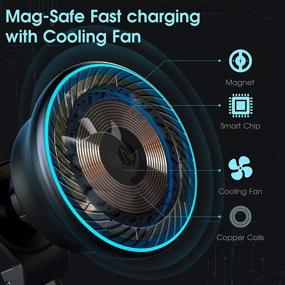 img 1 attached to 🚗 ZeeHoo Magnetic Wireless Car Charger: 15W Qi Fast Charging Mount for iPhone 13/12/12 Mini/Pro/Pro Max, with Air Vent Holder, 360° Rotation, Cooling Fan & LED Lights