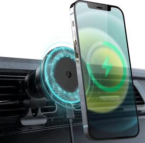 img 4 attached to 🚗 ZeeHoo Magnetic Wireless Car Charger: 15W Qi Fast Charging Mount for iPhone 13/12/12 Mini/Pro/Pro Max, with Air Vent Holder, 360° Rotation, Cooling Fan & LED Lights