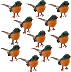 img 4 attached to Nuxn 12pcs Robin Bird Figures: Festive Artificial Feather 🐦 Decorations for Christmas Tree Ornaments, Crafts, Fairy Gardens & More