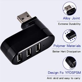 img 2 attached to 💻 YFDSPSM USB 2.0 Hub Dock: 3-Port USB Splitter in Black - High-Speed Connectivity
