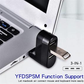 img 1 attached to 💻 YFDSPSM USB 2.0 Hub Dock: 3-Port USB Splitter in Black - High-Speed Connectivity