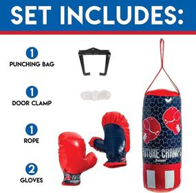 img 2 attached to 🥊 Franklin Sports Mini Boxing Set for Kids - Includes Kids’ Boxing Gloves, Punching Bag & Door Jam Bracket with Adjustable Rope - 4.75 x 4.75 x 12 inches