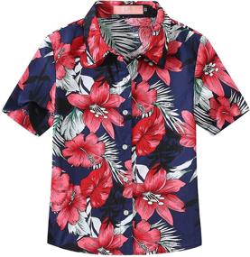 img 4 attached to 🌺 SSLR Girls' Hawaiian Shirt - Short Sleeve Button Down Top for Big Girls