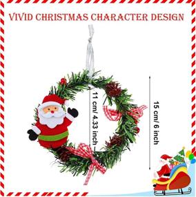 img 3 attached to 🎄 Set of 6 Christmas Decorations: Small Mini Snowman Santa Xmas Deer Angel Wreath, 6-Inch Pine Wreaths for Front Door Holiday Home Decor, Indoor Outdoor Supplies - 6 Styles Included