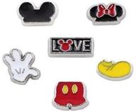 captivating set of 6 floating charms for locket pendant - love mickey theme logo