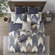 ink+ivy reversible cotton quilt - luxury all season bedspread bedding with double sided stitching design, 🛏️ breathable coverlet, full/queen size (88 in x 92 in) - alpine chevron navy, 3-piece set with matching shams logo