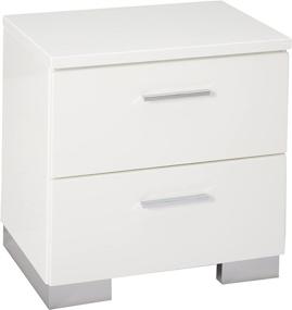 img 4 attached to 🌙 2-drawer nightstand - glossy white finish