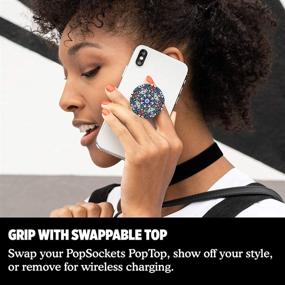 img 1 attached to Улучшенный PopGrip от PopSockets: Расширяемая подставка и ручка с сменным верхом Kaleido-Bloom