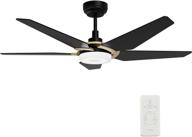 🌀 smart outdoor ceiling fan with dimmable light kit and 10-speed dc motor - 5 blades, remote control/alexa/google home/siri compatibility, timer, schedule (gold/black) logo