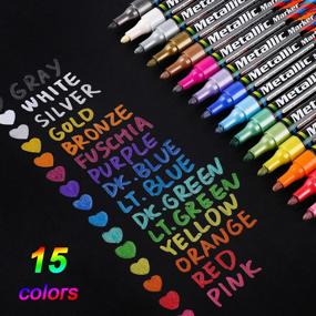 img 2 attached to 🎨 Dyvicl Metallic Paint Markers, Broad Tip Pens for Rocks, Halloween Pumpkin, Wood, Fabric, Glass, Ceramics, Metal, Plastic, Black Paper, Christmas Art Crafts, Set of 15