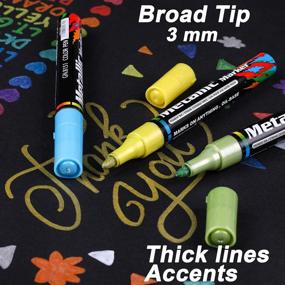 img 1 attached to 🎨 Dyvicl Metallic Paint Markers, Broad Tip Pens for Rocks, Halloween Pumpkin, Wood, Fabric, Glass, Ceramics, Metal, Plastic, Black Paper, Christmas Art Crafts, Set of 15