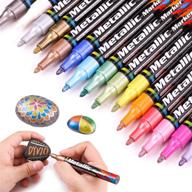 🎨 dyvicl metallic paint markers, broad tip pens for rocks, halloween pumpkin, wood, fabric, glass, ceramics, metal, plastic, black paper, christmas art crafts, set of 15 logo