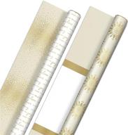 упаковочная бумага hallmark двусторонняя белая с золотом - набор (2 гигантских рулона: 160 квадратных футов всего) - делись радостью, весельем, счастьем, любовью - полосы,точки, снежинки для рождества, хануки, свадеб, выпускных. логотип