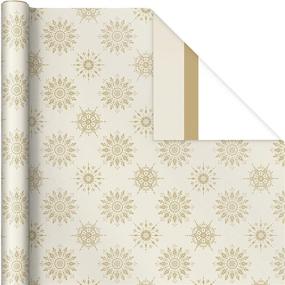 img 1 attached to Hallmark Reversible White and Gold Wrapping Paper - Bulk (2 Jumbo Rolls: 160 sq. ft. ttl) - Share the Joy, Cheer, Merry, Love - Stripes, Dots, Snowflakes for Christmas, Hanukkah, Weddings, Graduations
