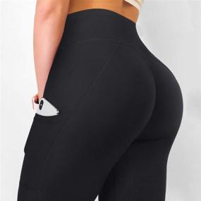 img 2 attached to RUUHEE Women V Cross Waist Reflective Leggings: High Waisted Crossover Yoga Pants with Pockets