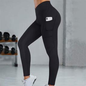 img 1 attached to RUUHEE Women V Cross Waist Reflective Leggings: High Waisted Crossover Yoga Pants with Pockets