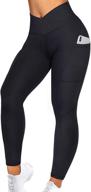 ruuhee women v cross waist reflective leggings: high waisted crossover yoga pants with pockets logo