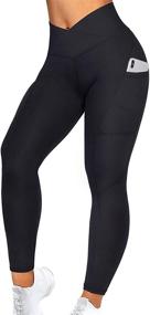 img 4 attached to RUUHEE Women V Cross Waist Reflective Leggings: High Waisted Crossover Yoga Pants with Pockets