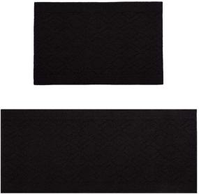 img 1 attached to 🖤 High-Quality 48x20 Inch/30X20 Inch Kitchen Rug Mats: 100% Polypropylene, Non-Slip, Machine Washable - Black