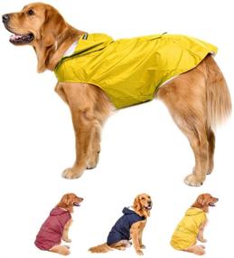 img 4 attached to 🌧️ Adjustable Waterproof Dog Raincoat - Large Dogs, Medium Dogs - Reflective Strip Hooded Pet Raincoats - Available in Yellow, Blue, and Red