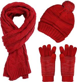 img 4 attached to Scarf Hat Gloves Set Women Outdoor Recreation for Climbing