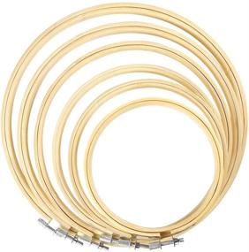 img 4 attached to 🧵 Caydo 6-Piece Bamboo Embroidery Hoop Set - Circle Cross Stitch Hoop Rings, 4 to 10 Inches - Ideal for Embroidery and Cross Stitch Projects