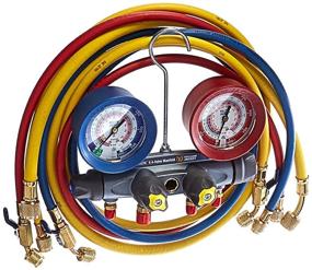 img 1 attached to 🌡️ Yellow Jacket 46013 Brute II Test and Charging Manifold: F/C, Red/Blue Gauge, psi, R-22/404A/410A - A Comprehensive Solution