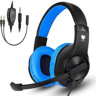 🎧 diwuer gaming headset for nintendo switch, xbox one, ps4 - bass surround, noise cancelling over ear headphones with mic for laptop, pc, smartphones (black blue) logo