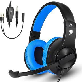 img 4 attached to 🎧 DIWUER Gaming Headset for Nintendo Switch, Xbox One, PS4 - Bass Surround, Noise Cancelling Over Ear Headphones with Mic for Laptop, PC, Smartphones (Black Blue)