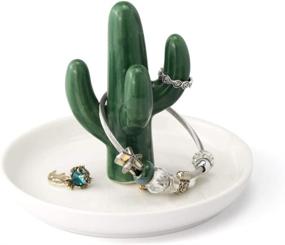 img 1 attached to 🌵 FairyLavie Керамическая подставка для кольца в виде кактуса - стильный органайзер для украшений с сочными растениями для домашнего декора и подарков на особые случаи
