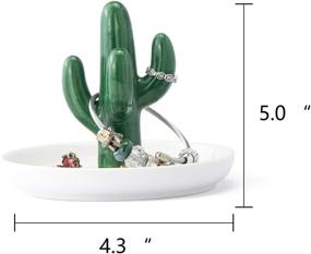 img 2 attached to 🌵 FairyLavie Керамическая подставка для кольца в виде кактуса - стильный органайзер для украшений с сочными растениями для домашнего декора и подарков на особые случаи