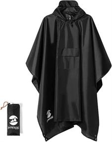 img 4 attached to 🌧️ Waterproof Hooded Rain Poncho Raincoat Jacket for Men Women Adults: Ideal Outdoor Protection