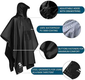 img 3 attached to 🌧️ Waterproof Hooded Rain Poncho Raincoat Jacket for Men Women Adults: Ideal Outdoor Protection