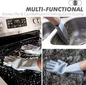 img 1 attached to 🧤 Revolutionary Magic Silicone Scrubbing Gloves with Sponge for Effortless Cleaning - Gray, One Pair