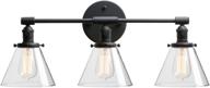 🚽 phansthy black bathroom wall sconce light fixture with clear glass canopy, 7.3 inches cone shape, black finish логотип