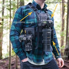 img 1 attached to 📷 Cotton Carrier G3: Dual Camera Harness for 2 Cameras (Gray)