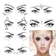 🧜 6-pack mermaid face gems glitter, temporary tattoo stickers crystal rhinestone rave festival face jewels, eyes face temporary stickers decorations for costume parties logo