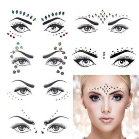 img 4 attached to 🧜 6-Pack Mermaid Face Gems Glitter, Temporary Tattoo Stickers Crystal Rhinestone Rave Festival Face Jewels, Eyes Face Temporary Stickers Decorations for Costume Parties